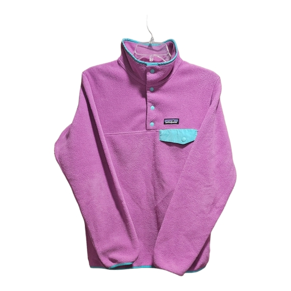 Patagonia Jackets & Blazers - Patagonia Womens Pink Snap T Synchilla Pullover Fleece Jacket Top Med